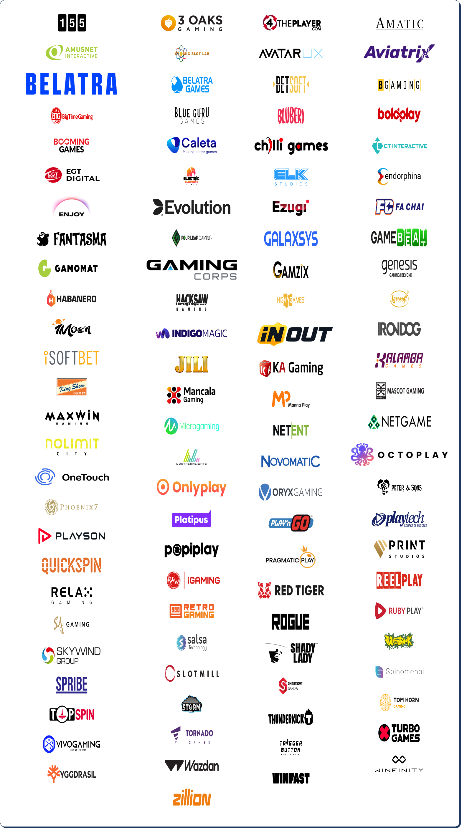 Integrated casino games providers including Evolution, NetEnt, Pragmatic Play, Relax Gaming and many more